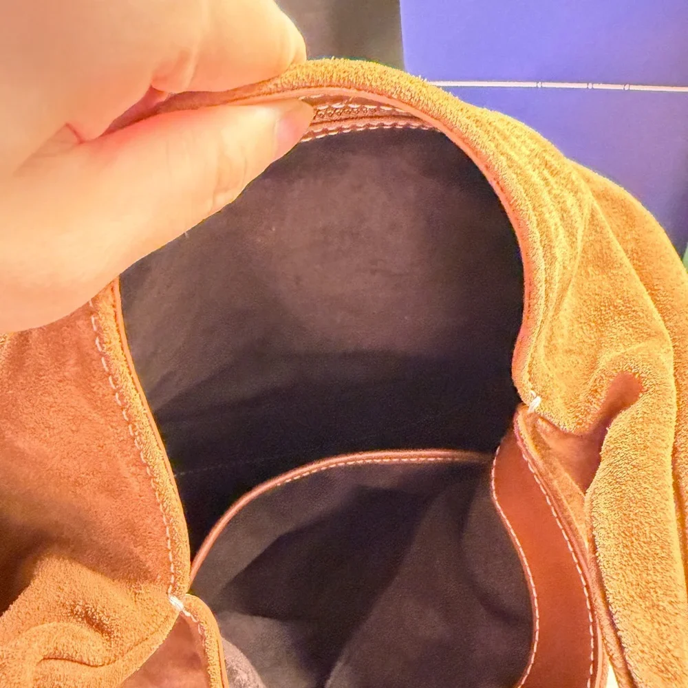 STAUD Suede Hobo Bag in Cognac